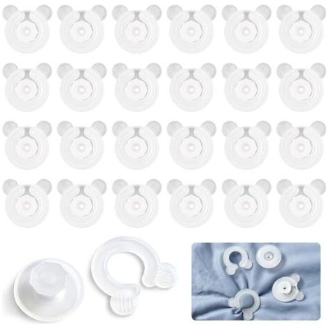 24Paire Attache Couette Fixateur, 3.7 x 3.7 cm Pince Housse de Couette Sans Aiguille, Comforter Clips en Plastique, Snap in Lightweight Quilt Holder Duvet Cover Clips pour Mince Courtepointes, Rideaux (1/5)