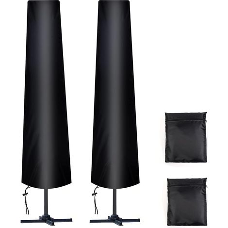 Housse Parasol Droit Ø 300 cm, 2 Pièces 210D Oxford Housse de Protection pour Parasol avec Sac de Rangement, Résistant aux Intempéries, aux UV, à la Neige (1/5)