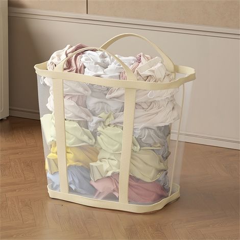 Panier Linge Pliable Beige 40x40x26cm (1/4)