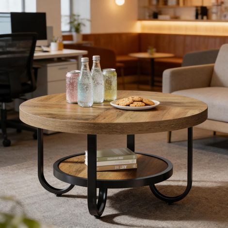 Table basse ronde cocktail/thé, table centrale à 2 niveaux (table uniquement)