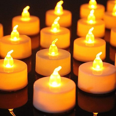 Bougies chauffe-plat sans flamme à piles, alimentées par piles CR2032, bougies chauffe-plat LED sans flamme, bougies chauffe-plat à effet scintillant, bougie blanc chaud (1/5)