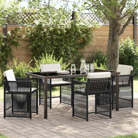 Conjunto de Comedor de Jardín 5 pcs Negro ratán sintético vidaXL (1/5)