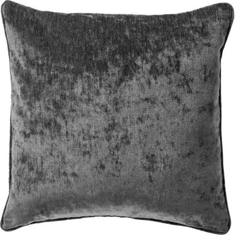 LEWY - Housse de coussin 45x45 cm - Velours brillant - Gris anthracite - Fermeture éclair - Coussin intérieur non inclus (1/5)