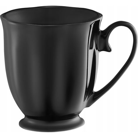 Tazza in porcellana, nero opaco, 300 ml, liscia, con piedistallo, 1 pz. (1/2)