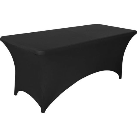 Nappe Rectangulaire Stretch, Nappe en Spandex Nappes Elastique Nappe de Table Extensible Infroissables pour Fête Mariage Banquet Anniversaire Décoration (6FT/183x75x75cm,Noir) (1/5)