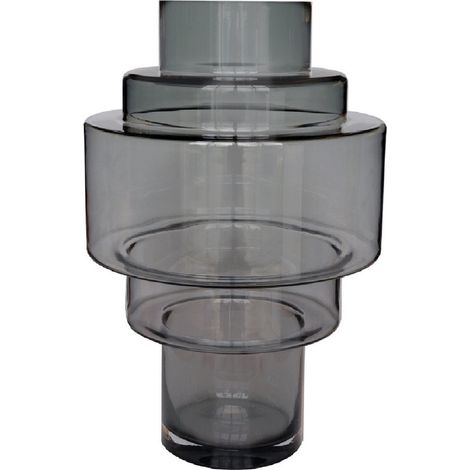 Vase en Verre Soufflé à la Bouche Épais pour Décoration de Table et Buffet Wash Gris Kasai - PANGIVO