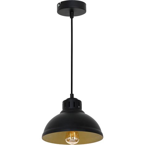 Suspension Sven noire intérieur doré Ø21 réglable E27