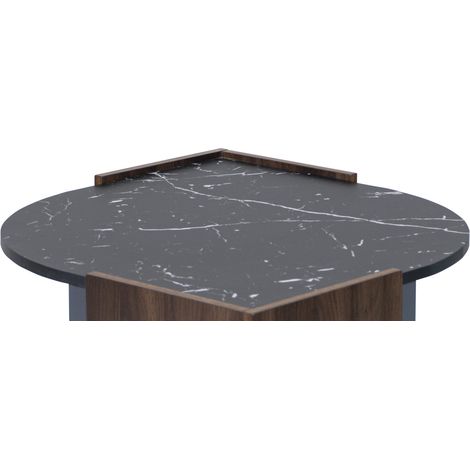 Mesa de centro efecto mármol negro y madera nogal, aglomerado, 96,5 x 63 x 40 cm (1/5)