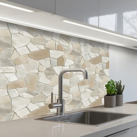 REVETEMENT MURAL DE CUISINE, CRÉDENCE DE CUISINE Mosaïque - Pierres - Beige 80x60
