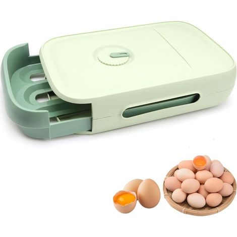 1pcs Boîte à œufs Verte, Boite Oeuf Frigo avec Minuterie, Pour Réfrigérateur, Accès Facile Pour 18 à 21 œufs (1/5)