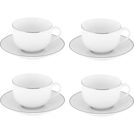 Set 4 tazze da tè in porcellana con piattino Platinum chic (1/3)