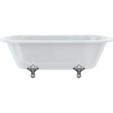 Baignoire îlot WINDSOR Burlington 1700 x 750 x 630 mm avec 4 pieds traditionnels chromés - Aquatop (1/3)
