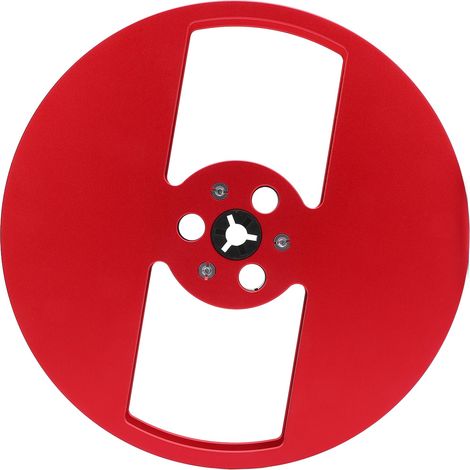 Bobine de bande magnétique vide 1/4" (7 pouces) en alliage d'aluminium, avec 2 trous, pour magnétophones à bobines, rouge. (1/5)
