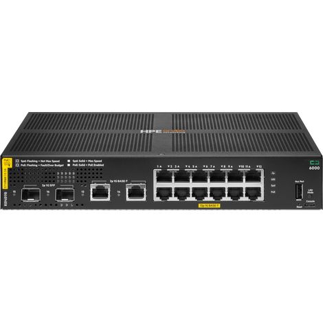HPE Aruba Networking CX 6000 12p 10M/100M/1G Class4 PoE 2p SFP 1G 139W Switch