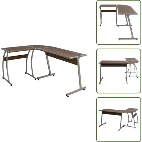 The Living Store Bureau d'angle marron bois d'ingénierie - Bureau D'angle - Bureau Design - Bureau Compact - Bureau Étudiant - Meuble De Bureau
