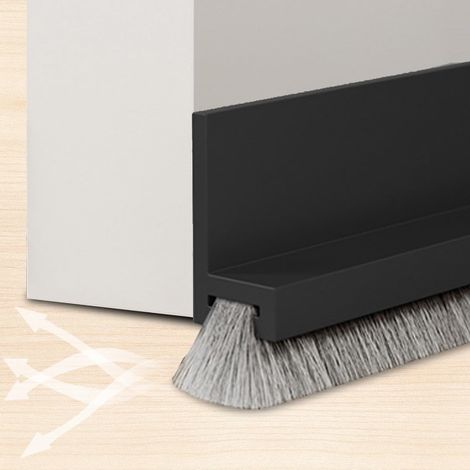 100 cm Door Bottom Brush Seal – 53 mm Sound Insulation, Sound and Thermal Insulation, Self-Adhesive, Cut Out – Dust Proof Door Draught Excluder (Black) (1/5)