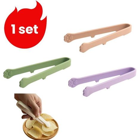 1 lot de pinces à aliments en silicone, forme de patte de chat, résistantes à la chaleur, pour glaçons et cuisine quotidienne