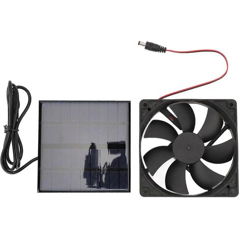 Ventilateur d'extraction solaire portable 9V 12W avec panneau solaire pour abri de jardin, poulailler, serre, cuisine, ventilation de grenier (1/4)