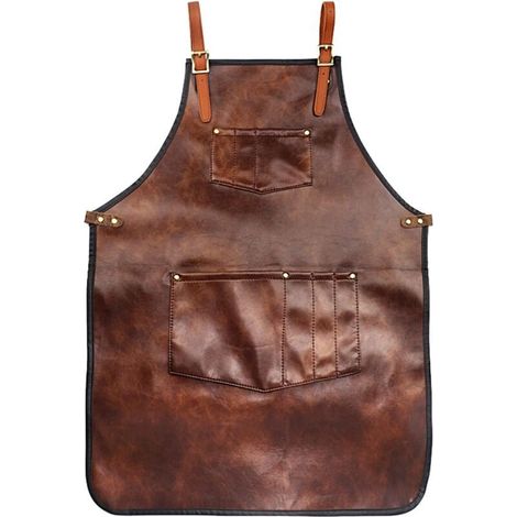 Tablier de chef pour hommes femmes tablier en cuir imperméable avec poches sangles croisées pour cuisine barbecue cuisine barbier Barista tablier travail manue (1/4)