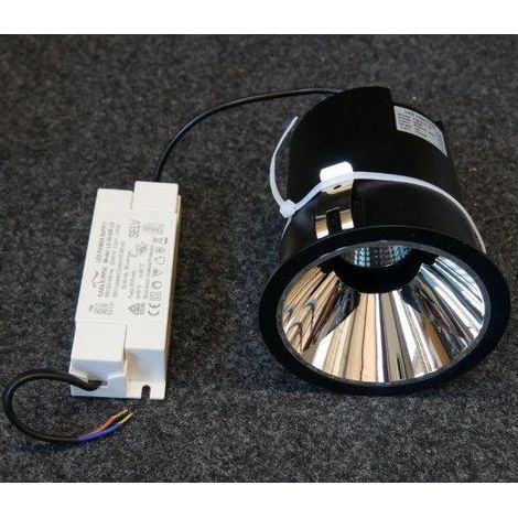 Spot encastré LED 24W noir Ø 106x120mm 3000K 1950lm 24° alim 230V DC 600mA déportée IP40 LED-LIGHTING