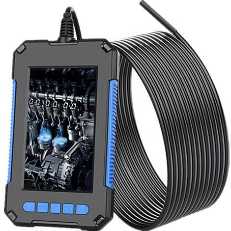 Endoscopio industriale, fotocamera di ispezione digitale HD 1080p, schermo da 4,3", fotocamera a serpente impermeabile da 5,5 mm, con 6 luci LED, batteria da 2600 mAh, cavo semirigido da 10 m - blu (1/5)