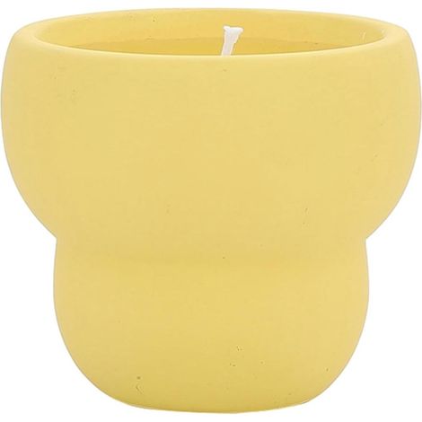 Set mit 2 Aromakerzenhaltern aus Keramik – Minimalistischer nordischer Stil – Für Hochzeiten, Dinnerpartys und andere Feierlichkeiten – Gelb (1/5)