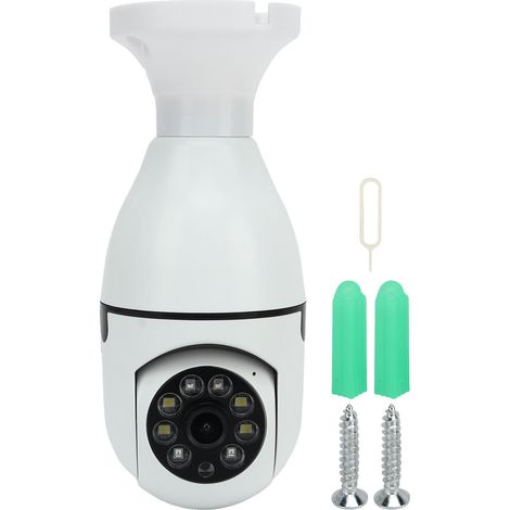 Caméra de surveillance WiFi intérieure/extérieure avec détection de mouvement intelligente, alarme, vidéo panoramique à 360°, 1MP, 110-240V, ampoule caméra de sécurité. (1/5)