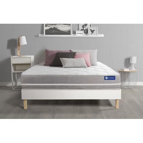 Ensemble matelas Mémoire de forme ACTIMEMO TOUCH 90x190 3zones de confort + sommier KIT blanc (1/5)