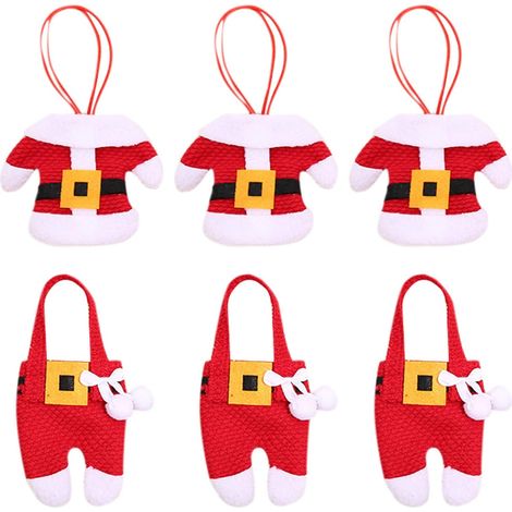 Porte-Couverts Forme Pere Noel - Support Pour Couteau Fourchette Cuillere - Decoration Table De Noel - Lot De 3 (1/5)