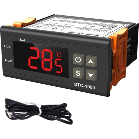 Contrôleur de Température STC-1000, Thermostat Frigo, Thermostat Numérique 24V, avec NTC Sonde de Capteur, Chaleur/Refroidissement (1/5)