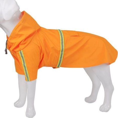 Impermeable reflectante tipo poncho-capa para perros - Color naranja (1/5)