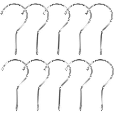 10 crochets à vis, inox, argenté, pour clés, à visser, maison (1/5)