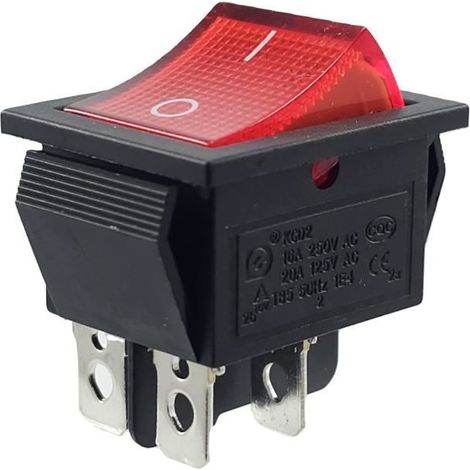 Interrupteur à bascule - Non spécifié - Modèle non spécifié - 2 pôles ON-OFF - Illuminé - 16A 250V rouge