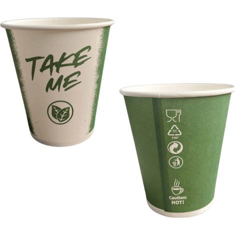 Bicchieri di carta monouso verdi da 250 ml, diametro 80 mm, gratuiti (50 pezzi)