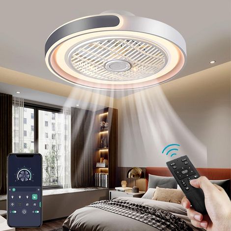 Ventilateur de plafond avec éclairage, 72 W, silencieux, moderne, LED, pour chambre ou salon, 6 vitesses réversibles, minuterie, gris (1/5)