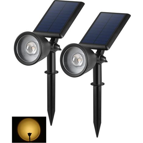Spot Solaire Extérieur Jardin - Lot de 2 Projecteurs Lampes Solaires Extérieures Intérieures Étanche IP65, Éclairage Exterieur pour Arbres Plantes Décoration Jardin Pelouse Terrasse Patio (1/5)