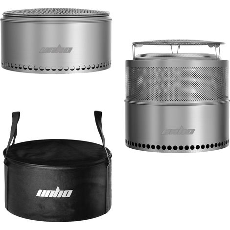 Feuerstelle, tragbares Design, Edelstahlkonstruktion, Silber (1/2)