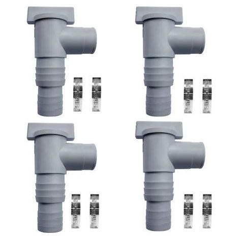 Regulier-/Absperrventil für Schwimmbecken - 32 mm Schlauchanschluss - Doppelt - 4er-Set