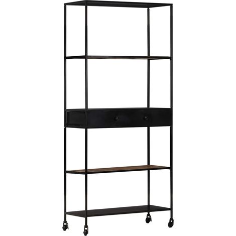 vidaXL Libreria 80x35x180 cm in Legno di Mango Grezzo e Ferro (1/5)