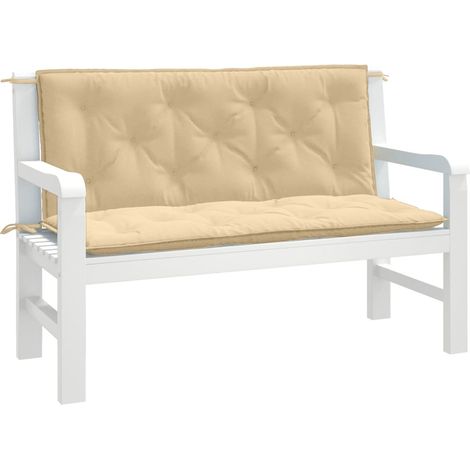 Gartenbank-Auflagen 2 Stk. Melange Beige 120x50x7 cm Stoff