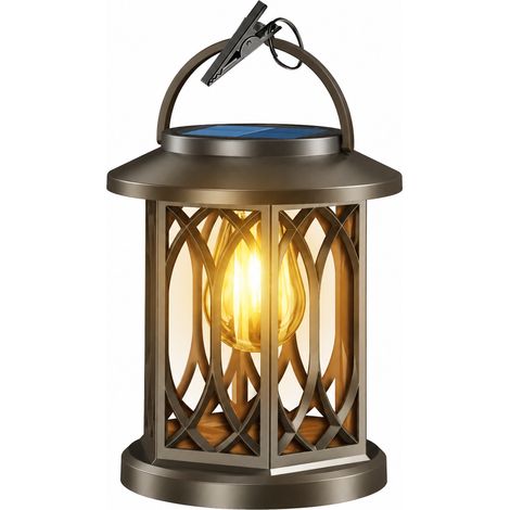 Lanterne solaire jardin Lampe à filament tungstène 91008A1 avec pince 13,5 × 13,5 × 16,2 cm 270 g – Livraison gratuite