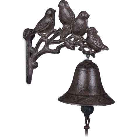 Cast iron doorbell with birds