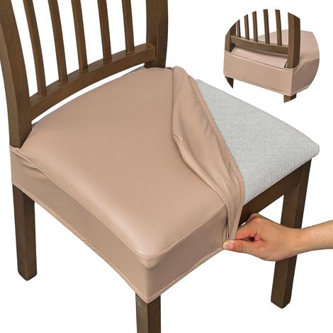 Wasserdichte Restaurantstuhlbezüge (2-teiliges Set), Stuhlset aus PU-Leder, abnehmbare und waschbare Stuhlbezüge, ohne Rückenlehne.