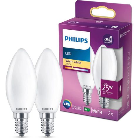 Philips Ampoules LED E14 25W Blanc Chaud Lot de 2 (1/6)