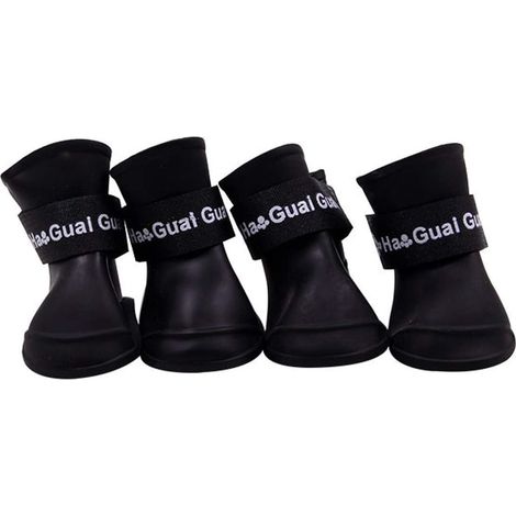 BRAVIX Chaussures Chien Bottes en Silicone Étanche Anti-dérapant De Protection Pluie Chaussures pour Chien Petit Animal (Noir)