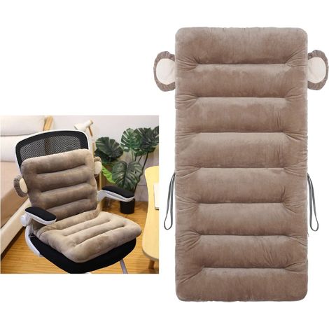 Cuscino per sedia - Cuscino per sedia da ufficio 85 cm - Cuscino per seduta con schienale - Cuscino per poltrona reclinabile con cinghia di fissaggio (marrone) 85 × 45 cm (1/5)