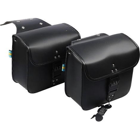Sacoche de selle en cuir PU noir pour XL883 XL1200-- (1/5)