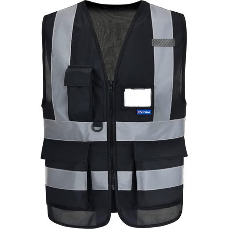 Warnweste mit Reflektorstreifen, Reißverschluss und Taschen, Größe 4XL-5XL (1/4)