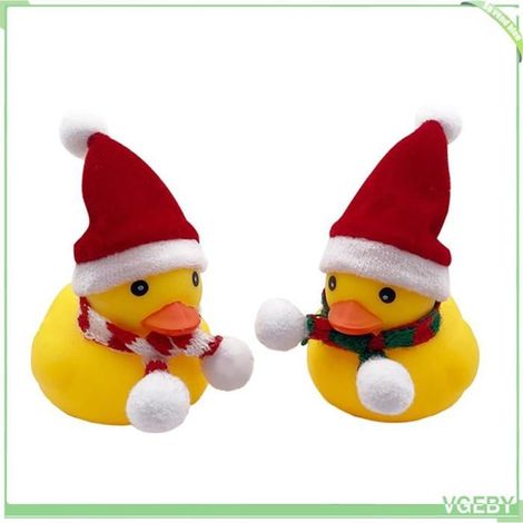 Décoration de voiture - FAFEICY - Canard de Noël - Jaune et rouge - Vinyle & plastique - Lot 2 avec écharpe (1/4)