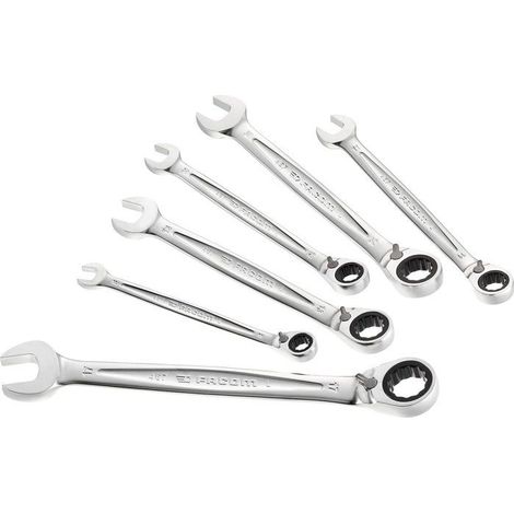Juego de 6 llaves mixtas de carraca FACOM -467B.JE6PB - Aperturas de 8 a 17 mm - Carraca de 5° - Ojo de perfil de 12 caras OGV® (1/3)
